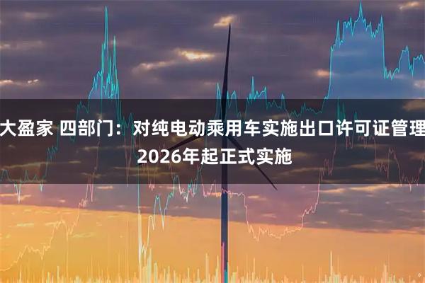 大盈家 四部门：对纯电动乘用车实施出口许可证管理 2026年起正式实施